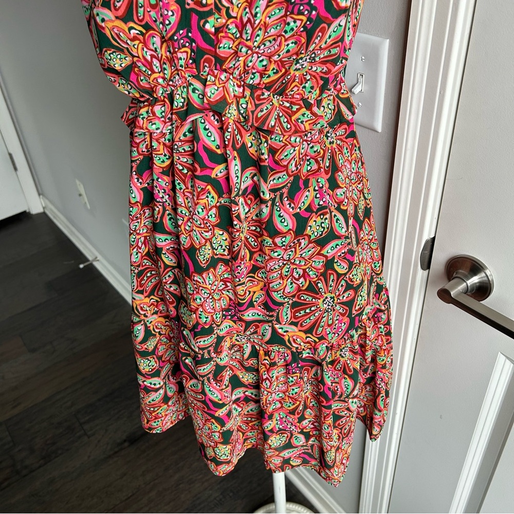 J. Crew Paisley Chiffon Dress Size 0 | Flutter Sleeves | V-Neck | Spring/Summer - Picture 3 of 11